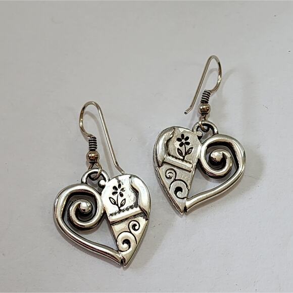 Brighton Scrolled Heart French Wire Dangle Earrings - Picture 3 of 7
